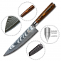 Preview: Wolfblood Zeuß Set Santoku Damastmesser Küchenmesser Kochmesser Officemesser